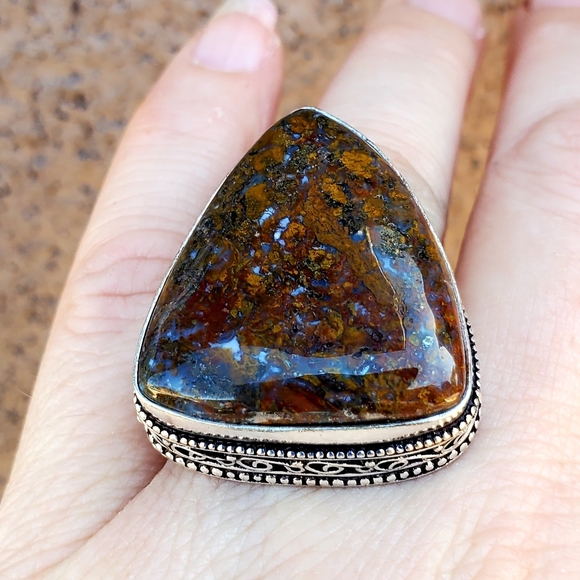 New Moroccan Seam Agate 925 Silver Ring. - Picture 6 of 16
